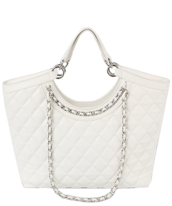 Quilted Chain Satchel LHU500-Z WHITE